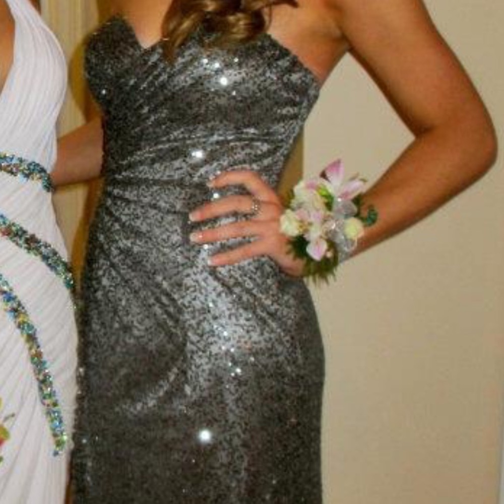 Dark Grey Sequence Gown - image 3